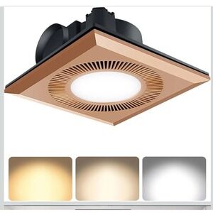 Square Bathroom Exhaust Fan with LED Light 3 Color Temperature Copper Motor